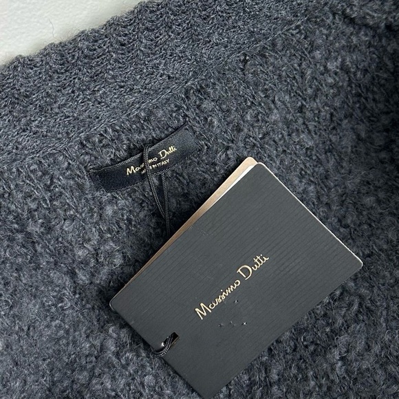 NWT. Massimo Dutti Lead (black/gray) Wool Blend Bouclé Knit Cardigan. Size S, M. - Picture 8 of 14